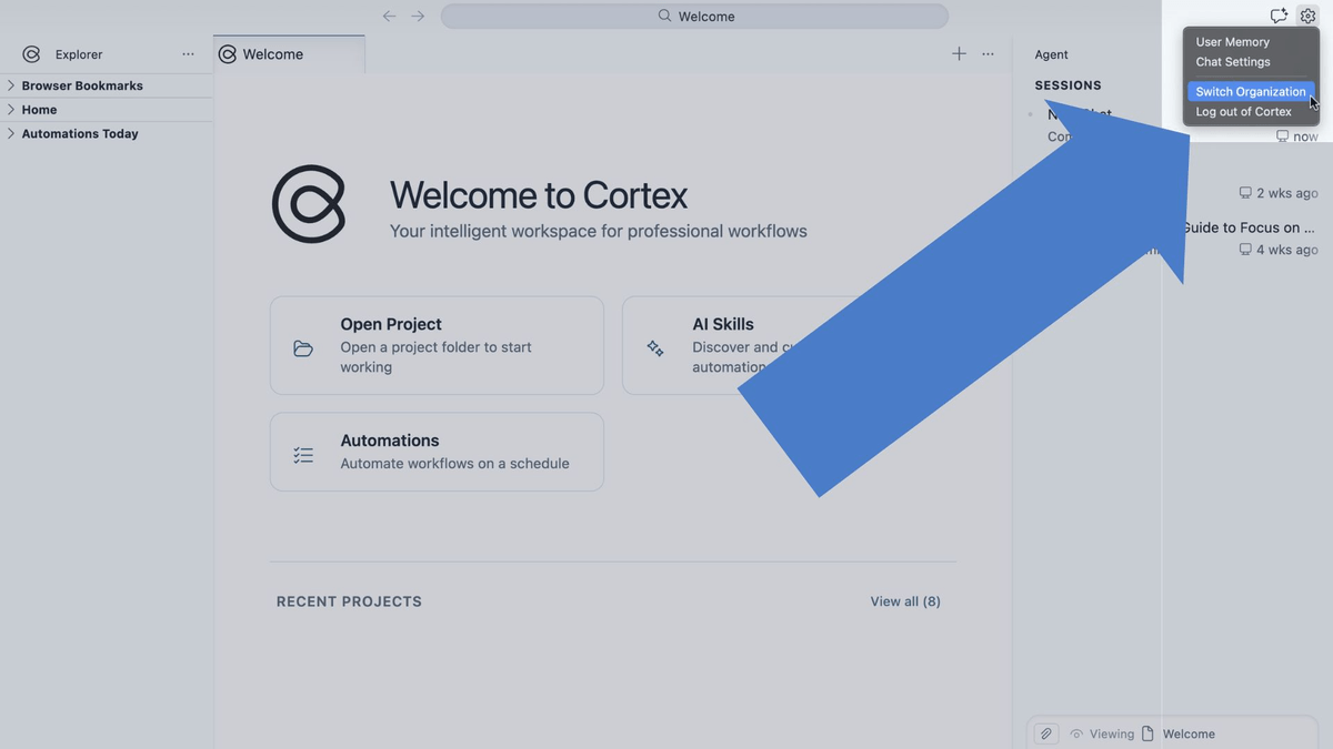 Open Settings in the top-right corner